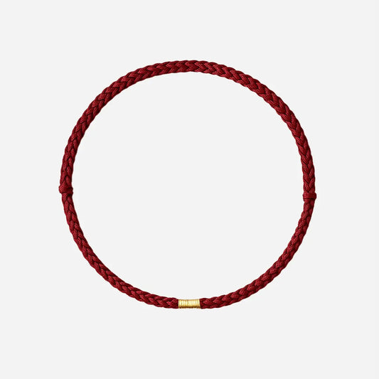 Pulseira Trançada com Contas Douradas da Sorte
