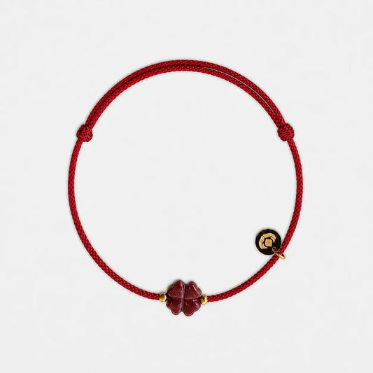 Pulseira Trevo da Sorte em Cinábrio — foto principal