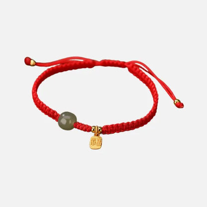 Pulseira Vermelha da Riqueza com Jade Hetian