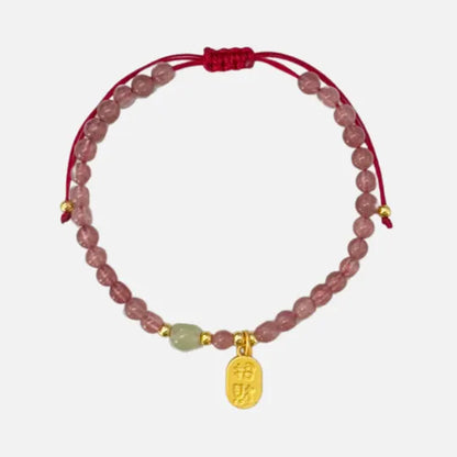 Pulseira da Atração em Quartzo Morango