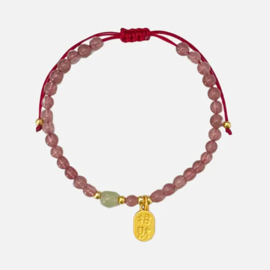 Pulseira da Atração em Quartzo Morango