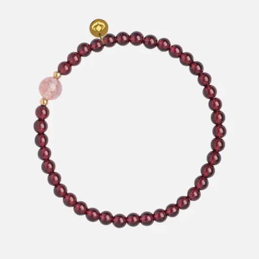 Pulseira da Calma em Quartzo Morango e Granada