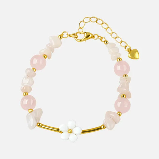Pulseira do Amor em Flor de Cristal Rosa
