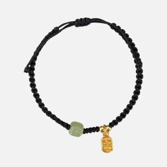 Pulseira Preta da Riqueza com Jade Hetian