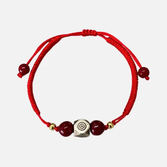 Pulseira Vermelha Budista da Calma em Cinábrio