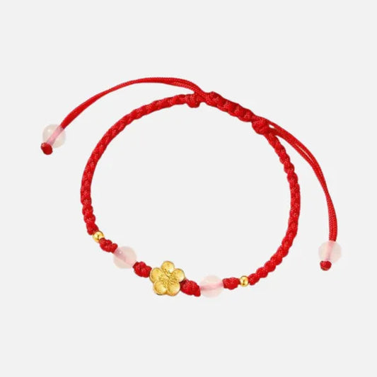 Pulseira Vermelha da Cura com Contas de Calcedônia