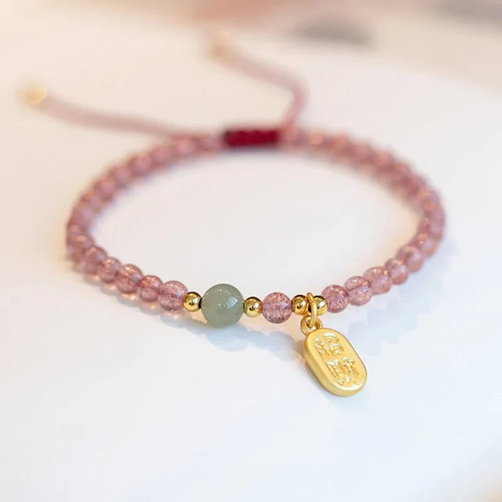 Pulseira da Atração em Quartzo Morango