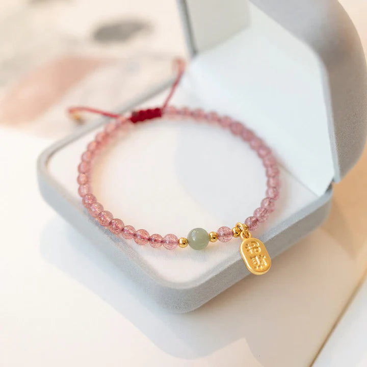 Pulseira da Atração em Quartzo Morango