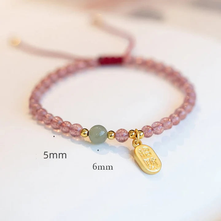 Pulseira da Atração em Quartzo Morango