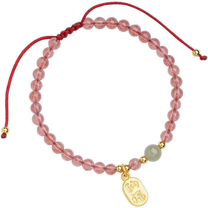 Pulseira da Atração em Quartzo Morango