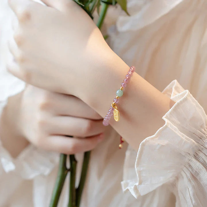 Pulseira da Atração em Quartzo Morango