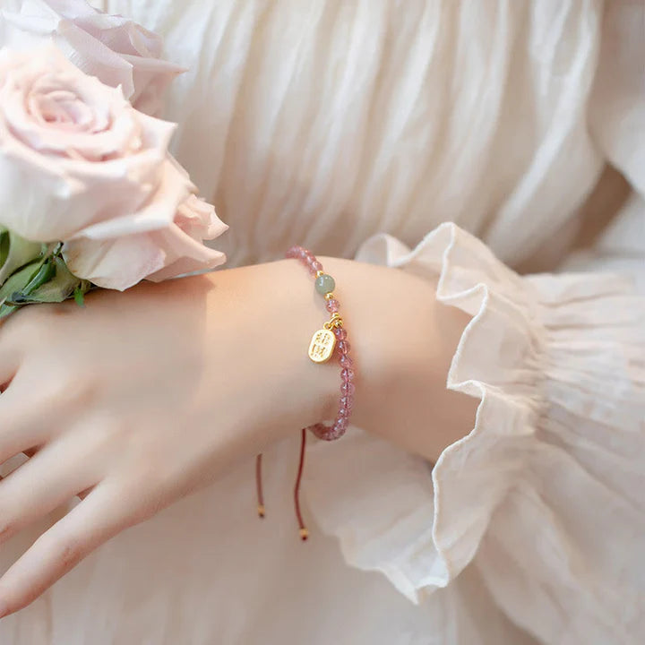 Pulseira da Atração em Quartzo Morango