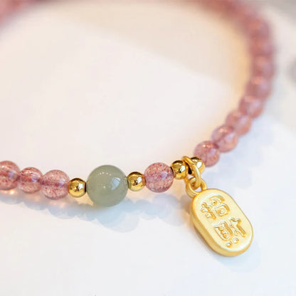 Pulseira da Atração em Quartzo Morango