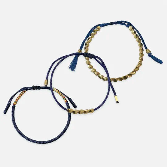 Pulseiras Budistas Da Tripla Proteção Azul