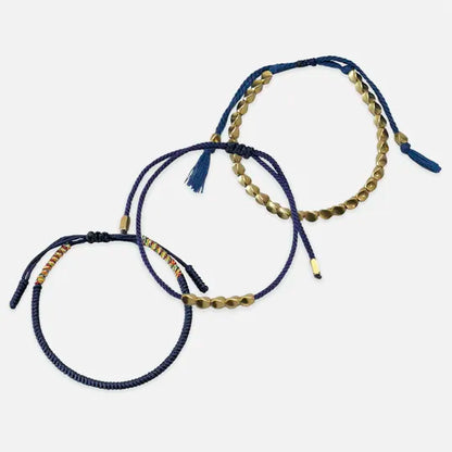 Pulseiras Budistas Da Tripla Proteção Azul