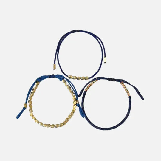 Pulseiras Budistas Da Tripla Proteção Azul
