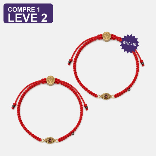 Pulseira Vermelha Contra Ansiedade e Mau-Olhado Dourada: Compre 1 e Leve 2, duas unidades