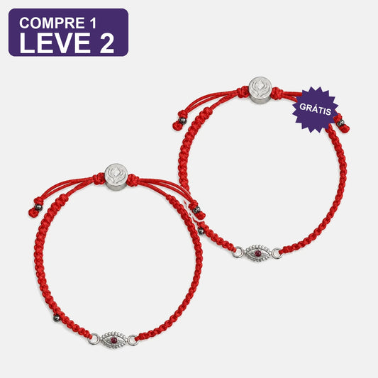 Pulseira Vermelha Contra Ansiedade e Mau-Olhado Prateada: Compre 1 e Leve 2, duas unidades