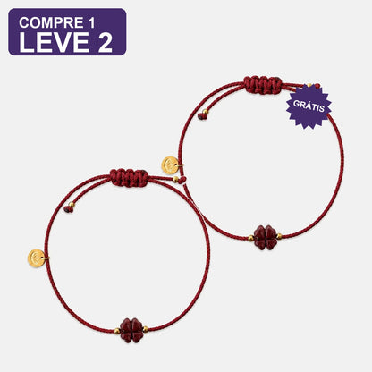 Pulseira Vermelha Trevo da Riqueza: Compre 1 e Leve 2, duas unidades