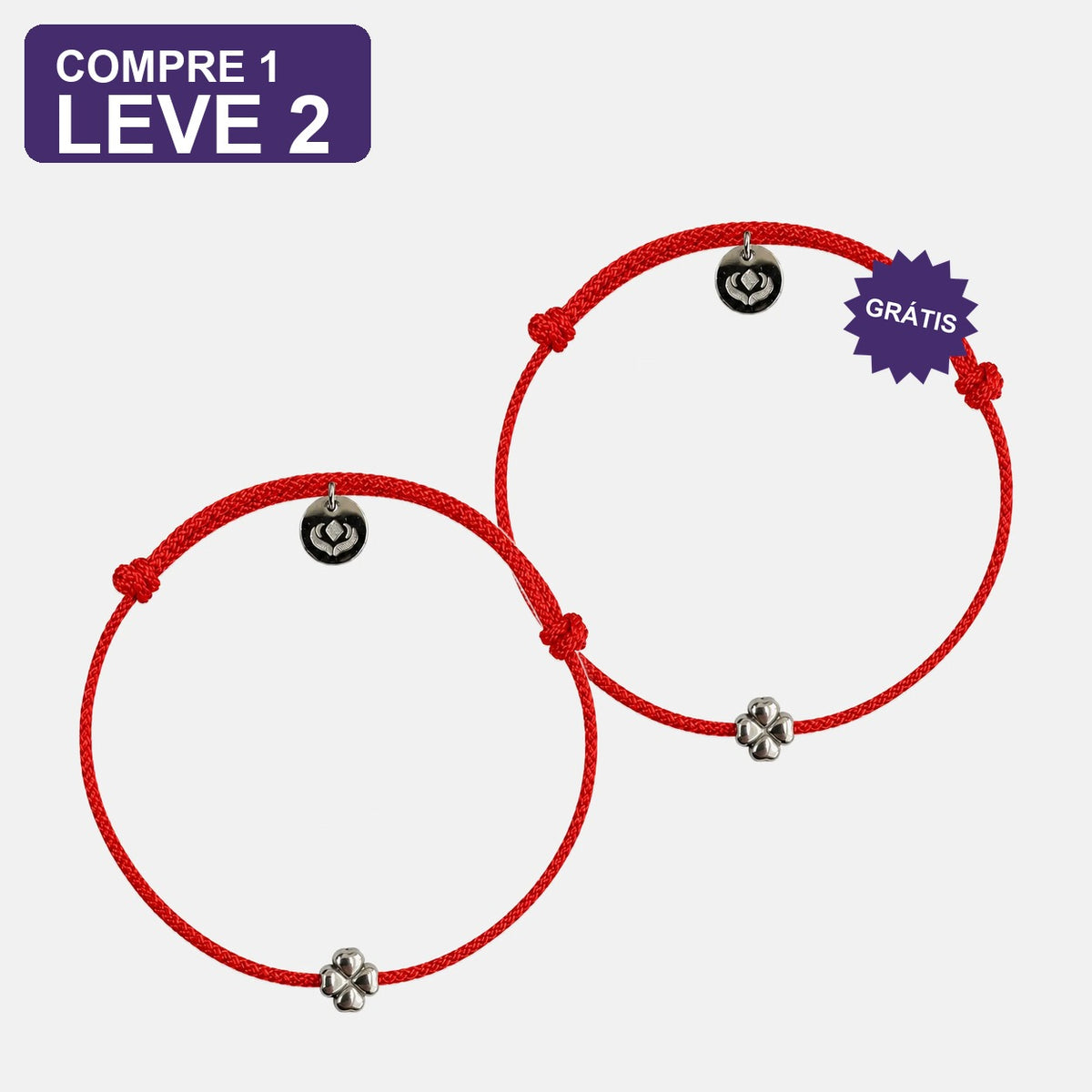 Pulseira Vermelha Trevo da Sorte: Compre 1 e Leve 2, duas unidades