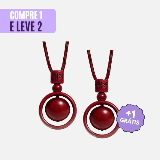 Colar Om Mani Padme Hum em Cinábrio