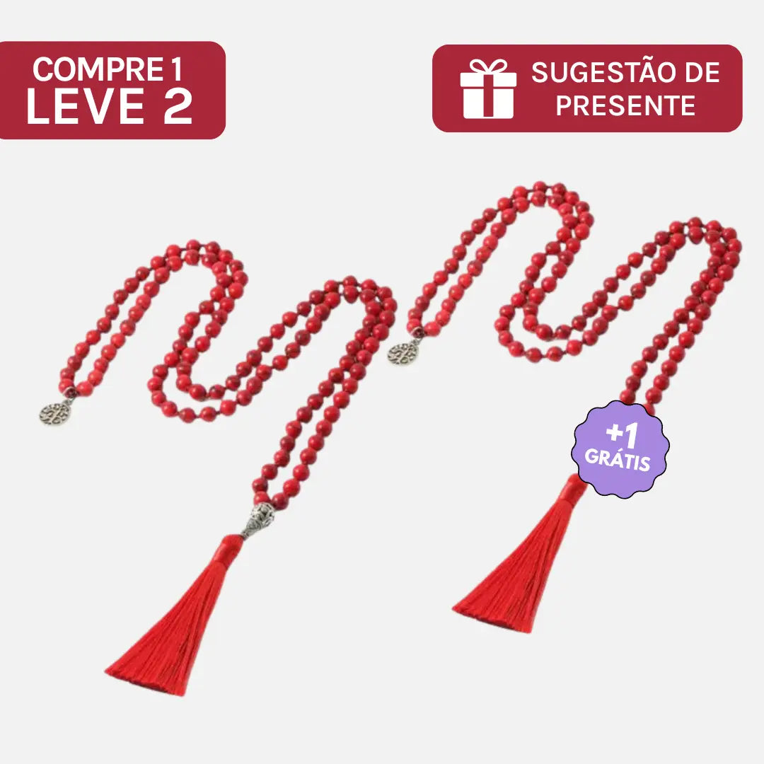 Compre 1 e Leve 2 | Japamala da Meditação em Turquesa Vermelha