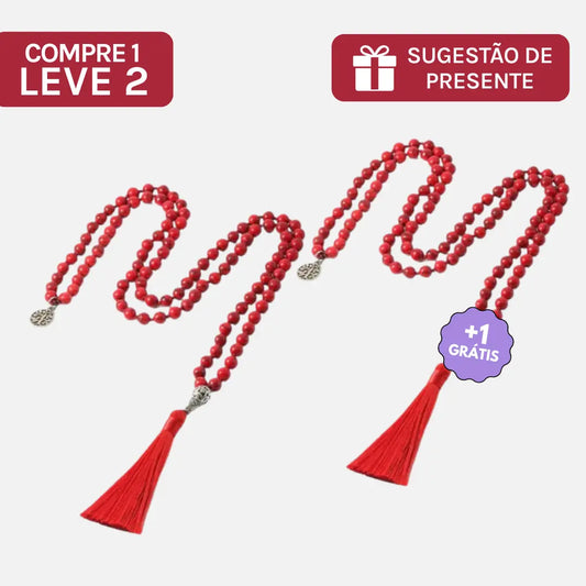 Compre 1 e Leve 2 | Japamala da Meditação em Turquesa Vermelha