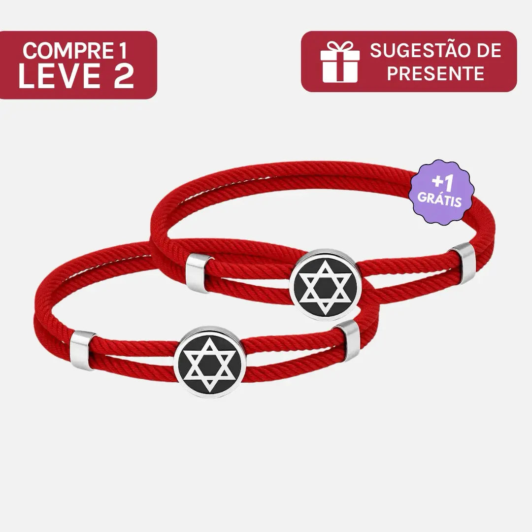 Compre 1 e Leve 2 - Pulseira Estrela de Davi da Proteção Vermelha