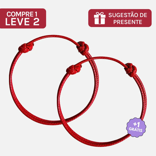 Compre 1 e Leve 2 | Pulseira Vermelha Couro da Proteção