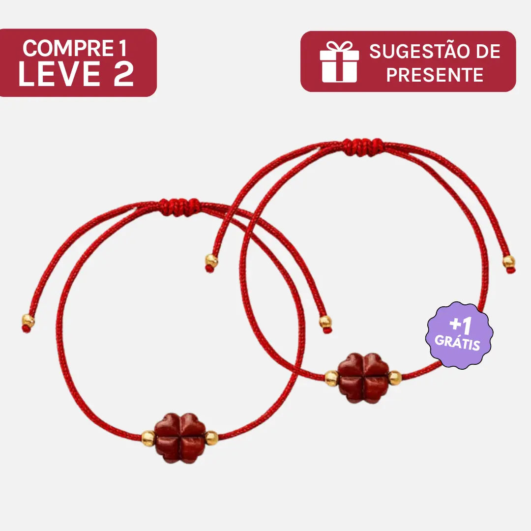 Compre 1 e Leve 2 | Pulseira Vermelha Trevo da Riqueza