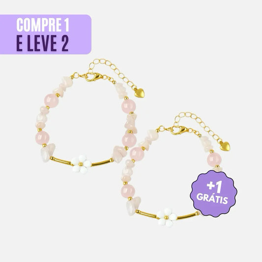 Pulseira do Amor em Flor de Cristal Rosa