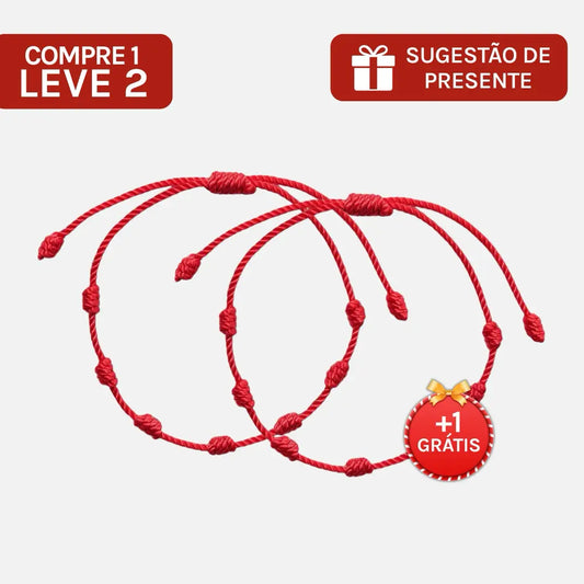 Compre 1 e Leve 2 - Pulseira Vermelha dos 7 Nós