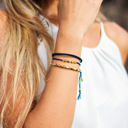 Pulseiras Budistas Da Tripla Proteção Azul