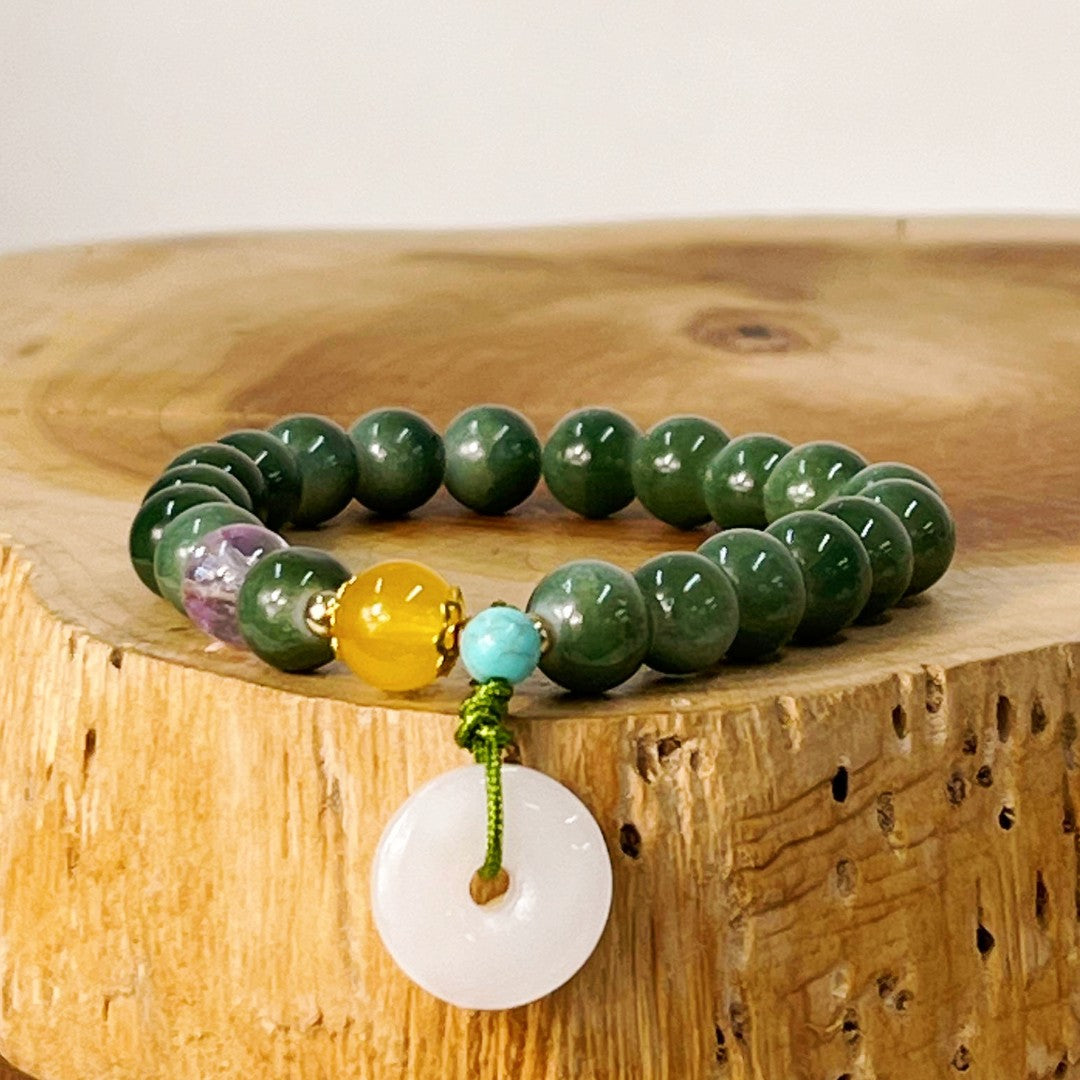 Pulseira da Roda Prosperidade em Jade Natural