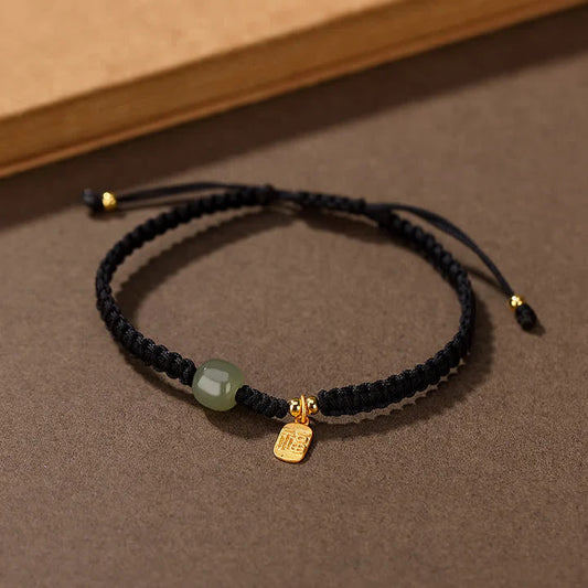 Pulseira Preta da Riqueza com Jade Hetian