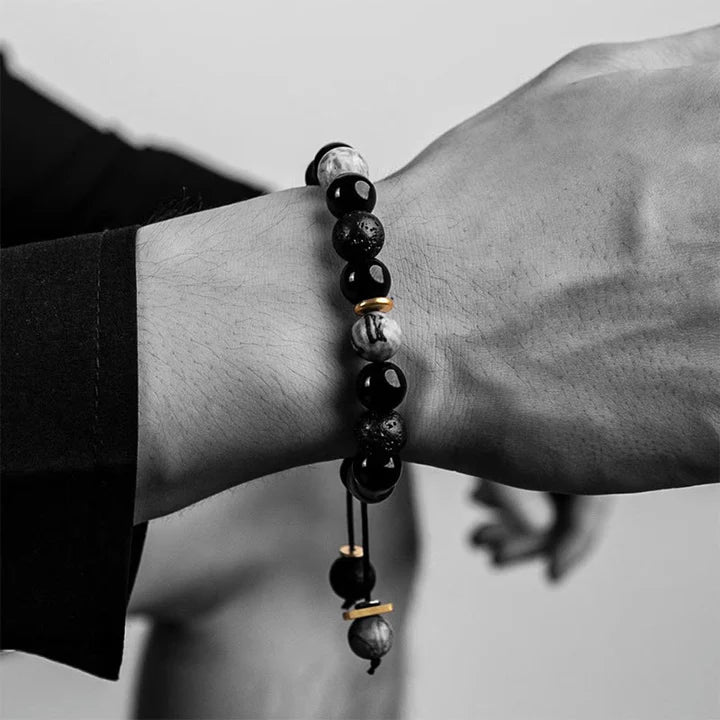 Pulseira da Força em Obsidiana Negra