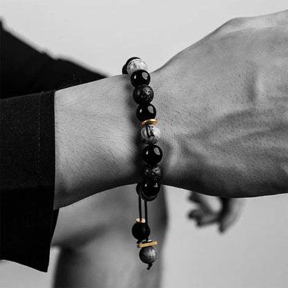 Pulseira da Força em Obsidiana Negra