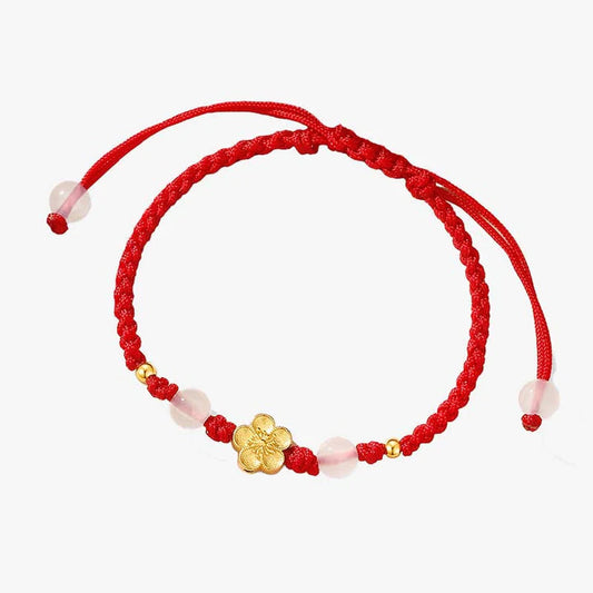 Pulseira Vermelha da Cura com Contas de Calcedônia