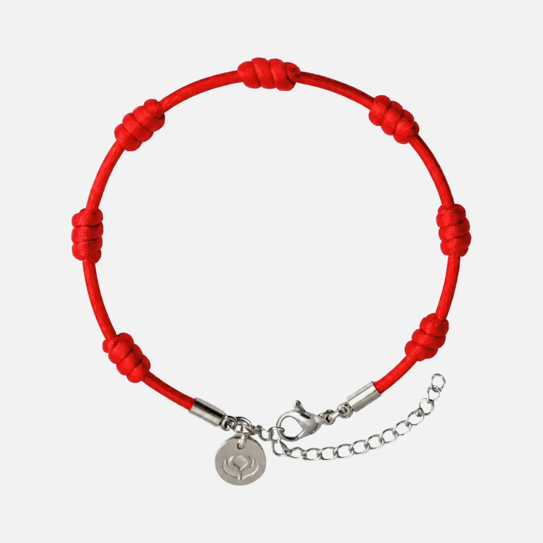 Pulseira Premium dos 7 Nós vermelha com prata