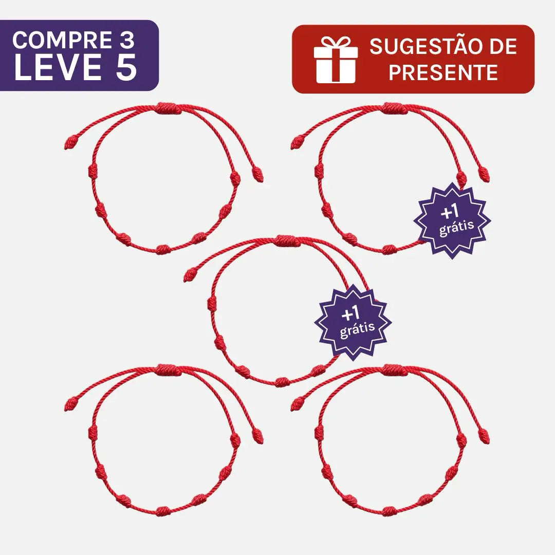 Kit 5 Pulseiras dos 7 Nós — oferta leve 3 pague 2
