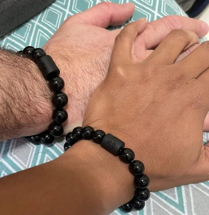 Kit Casal Fênix e Dragão em Obsidiana — no pulso