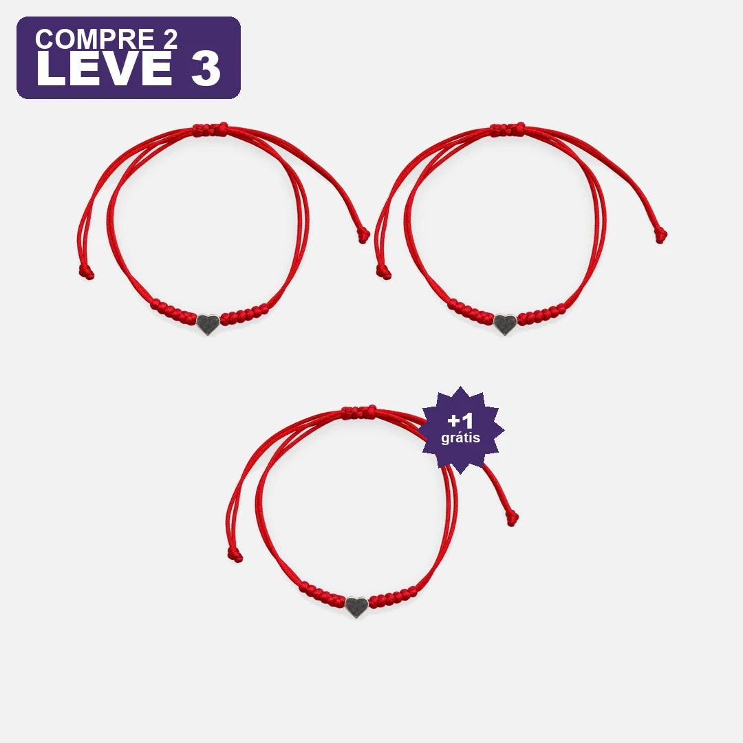 Pulseira Coração do Amor e Proteção Prateado — oferta leve 3 pague 2