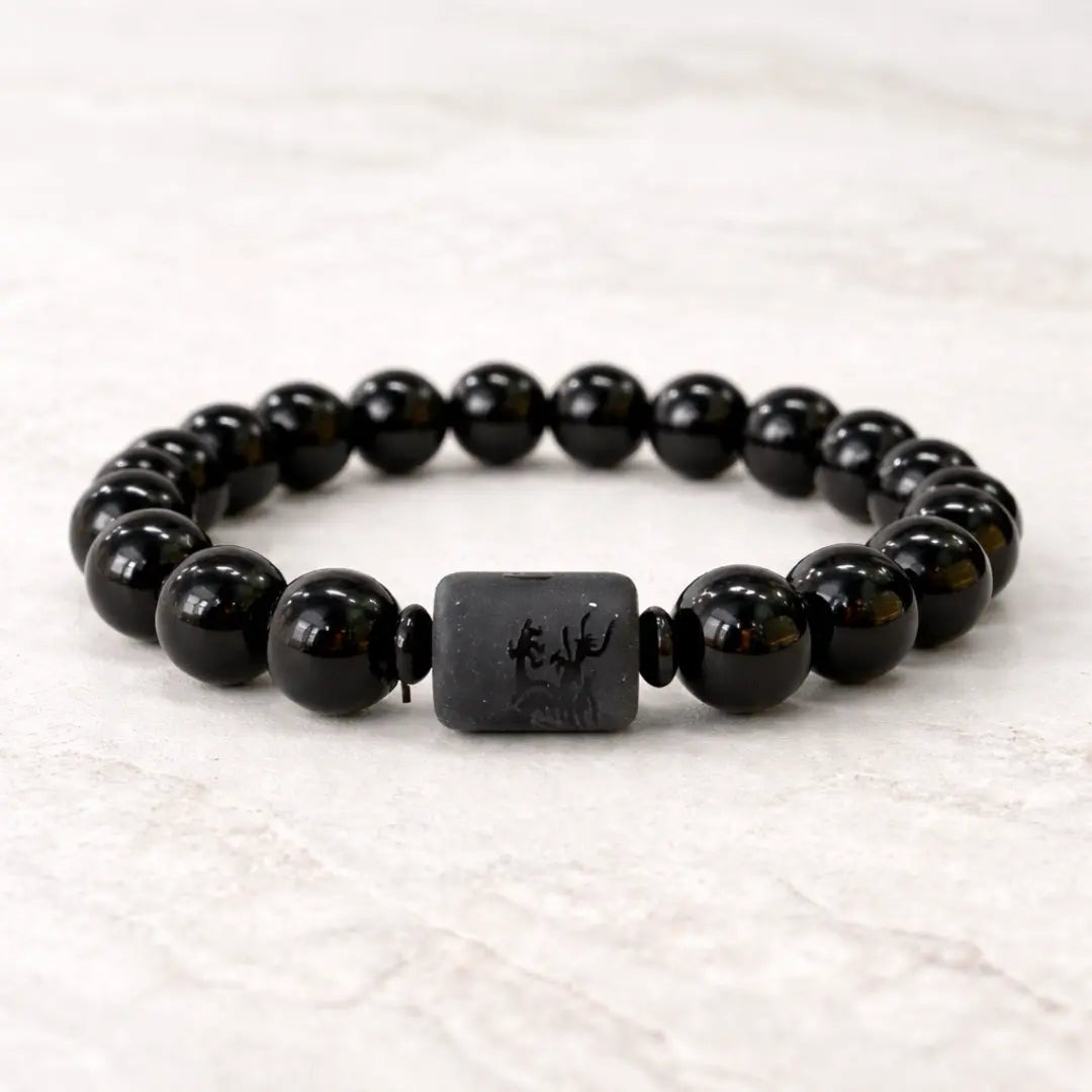 Pulseira Dragão em Obsidiana — detalhe