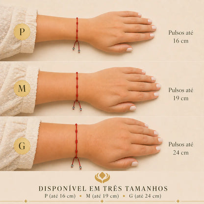 Oferta: Pulseira Premium dos 7 Nós + Aromatizador contra Inveja — guia de tamanho