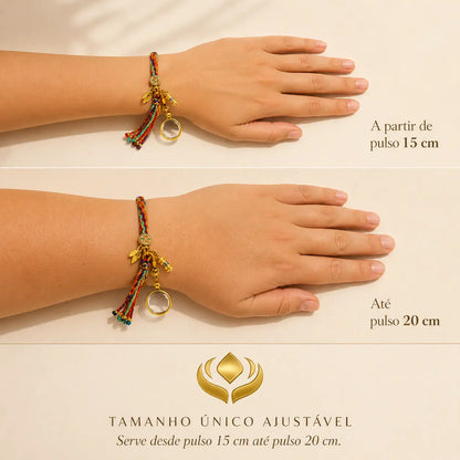 Pulseira Tibetana Colorida da Sorte — guia de tamanho