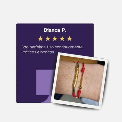 Pulseira Tibetana Conta Dourada — depoimento de cliente