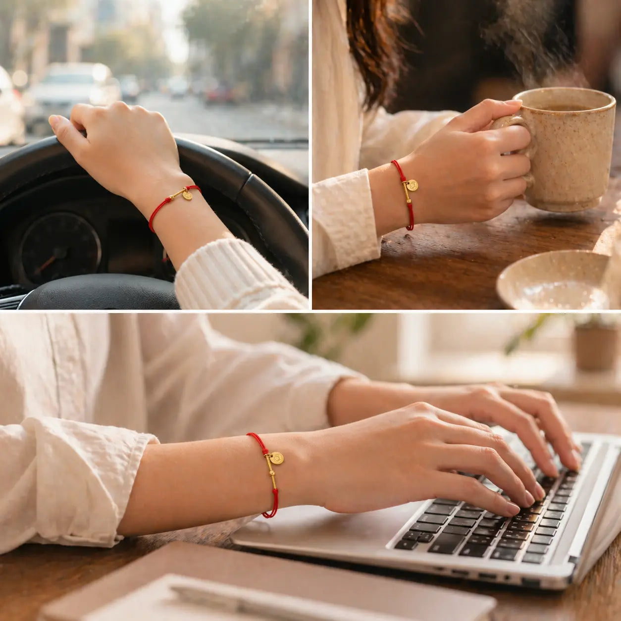 Pulseira Tibetana Conta Dourada — estilo de vida