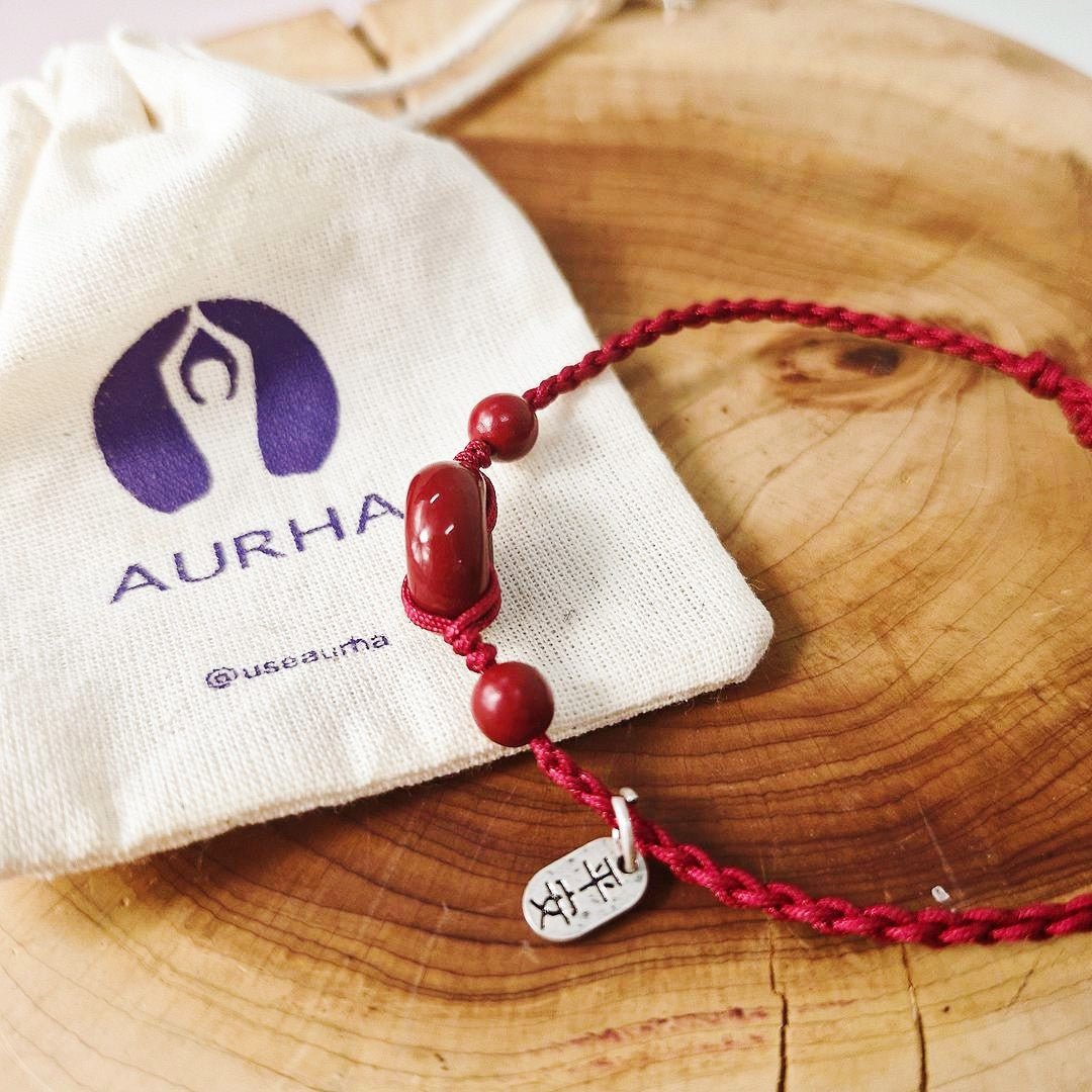 Pulseira Tibetana das Bênçãos em Cinábrio Vermelho - Aurha