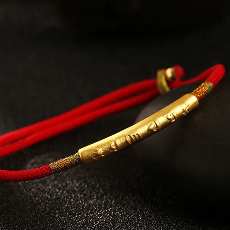 Pulseira Tibetana Mani Vermelho e Dourada - Aurha