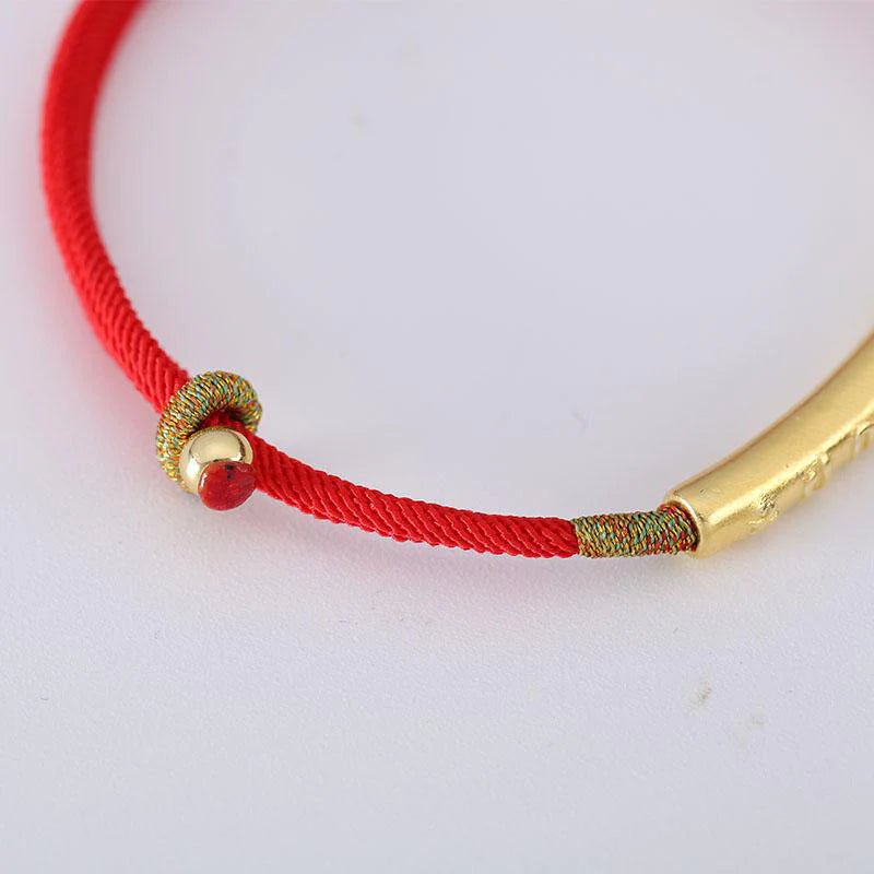 Pulseira Tibetana Mani Vermelho e Dourada - Aurha